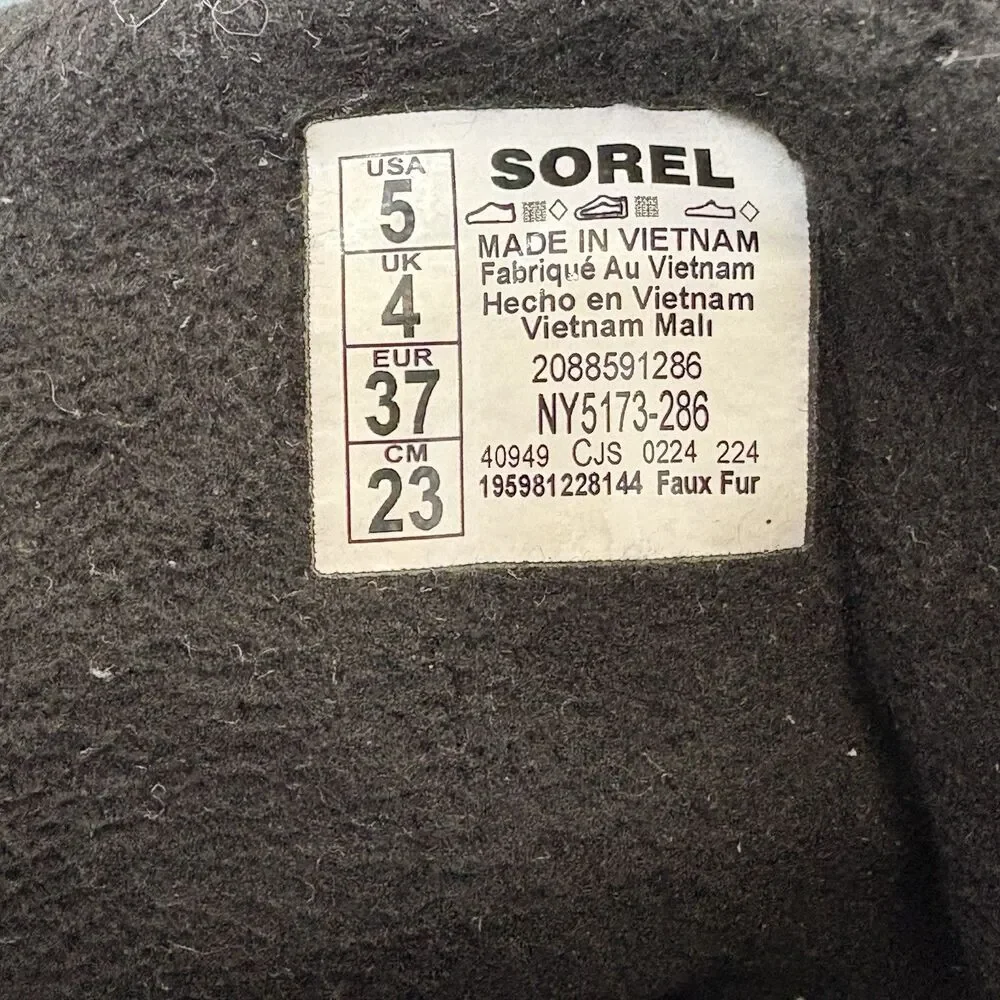Sorel Whitney II Short Elastic Lace Winter Boots Waterproof Elk Womens 5 Brown